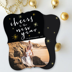 Das neue Jahr Sternexplosionen Feuerwerk Foto Feiertagskarte