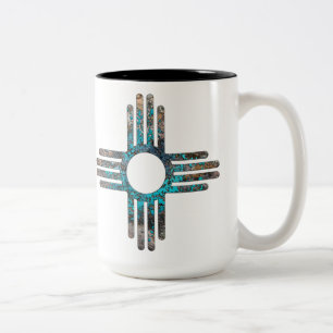 Das neue mexikanische Zia-Sun-Symbol Zweifarbige Tasse