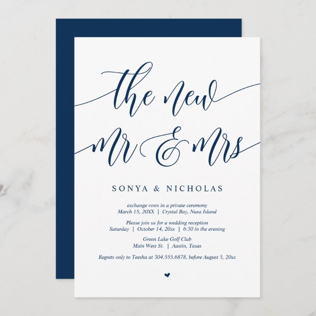 Das neue Mr. and Mrs., Wedding Elopement Party Inv Einladung (Vorne/Hinten)