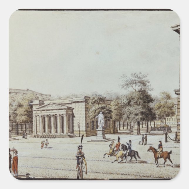 Das neue Uhrenhaus neben dem Arsenal, Berlin Quadratischer Aufkleber (Vorderseite)