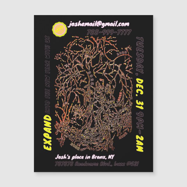 DAS NEUJÄHRIGE PARTY MAGNETEINLADUNG (Vorderseite)