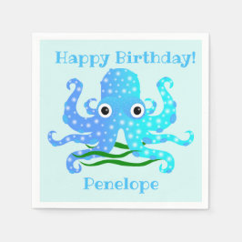 Das Niedliche blaue Oktopus-Nautikthema Serviette