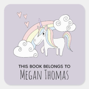 Das Niedliche Mädchen dieses Buch gehört Rainbow U Quadratischer Aufkleber