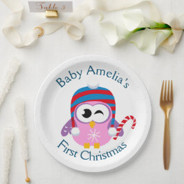 Das Niedliche Pink Owl des Babys Pappteller