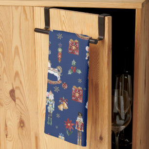 Das Nutcracker Weihnachtsballett Vintag Navy Blue Geschirrtuch