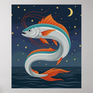 Das Oarfish Tarotkartenposter mit Halbmond a Poster
