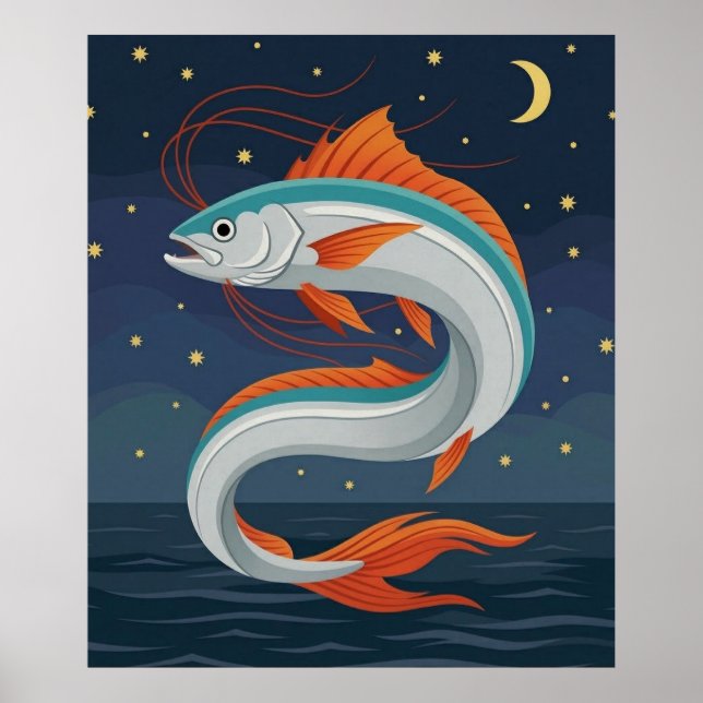 Das Oarfish Tarotkartenposter mit Halbmond a Poster (Vorne)