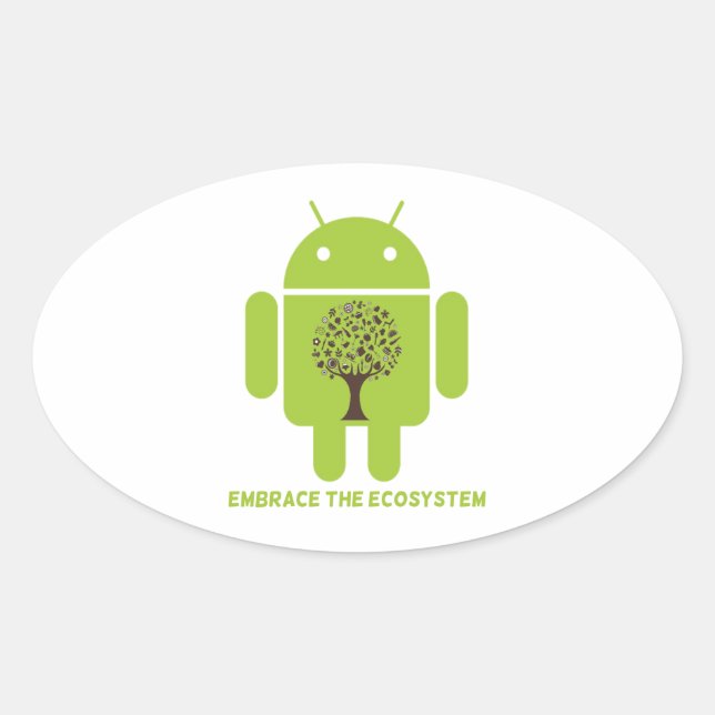 Das Ökosystem einbinden (Android Bug Droid Oak Tre Ovaler Aufkleber (Vorderseite)