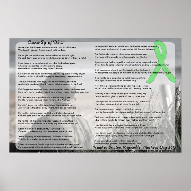 Das Opfer des Krieges, Gedicht eines Lyme-Patiente Poster (Vorne)