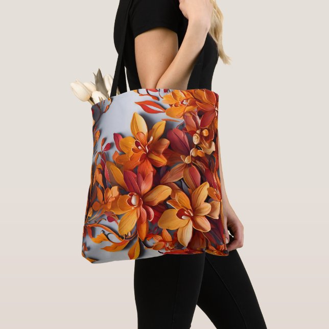 Das orange Blumenmuster-Design (Von Nahem)