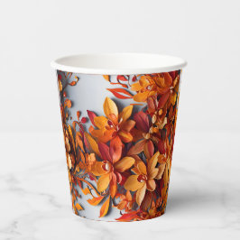 Das orange Blumenmuster-Design Pappbecher