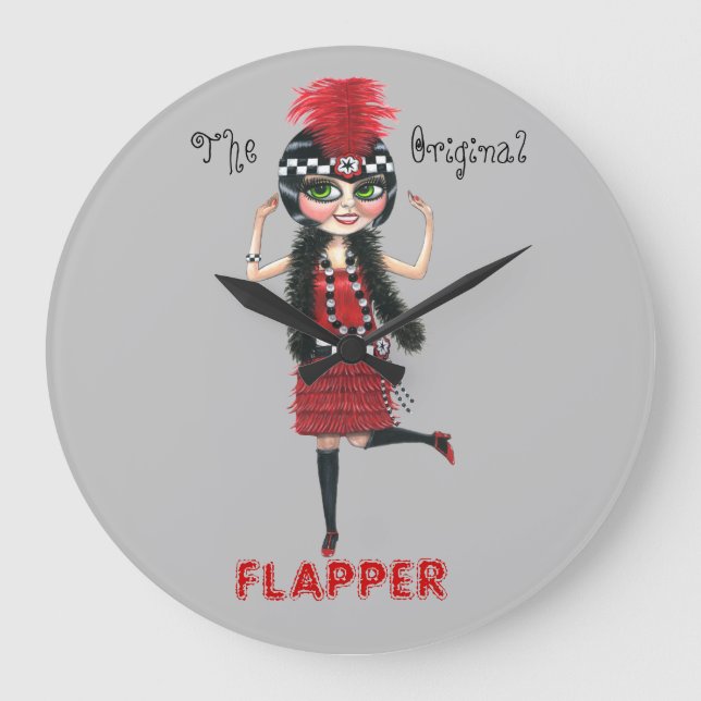 Das Original Flapper Girl Roaring 20 Niedlich Große Wanduhr (Vorderseite)