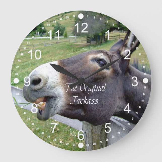Das Original Jackass Funny Donkey Mule Farm Animal Große Wanduhr (Vorderseite)