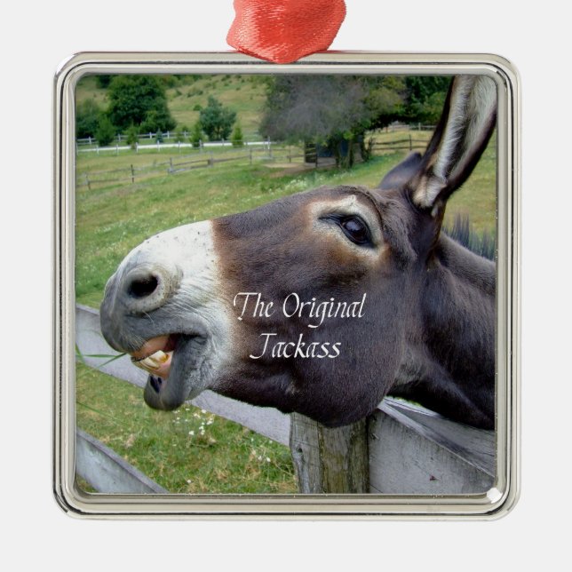 Das Original Jackass Funny Donkey Mule Farm Animal Silbernes Ornament (Vorne)