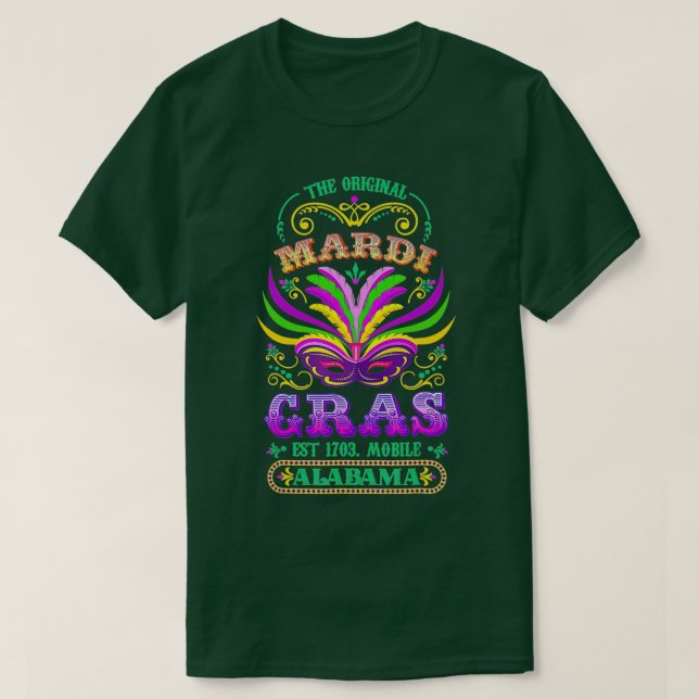 Das Original Mardi Gras Mobile Alabama 1703 T-Shirt (Design vorne)