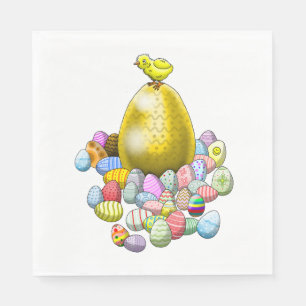 Das Osterküken und das goldene Osterei Serviette