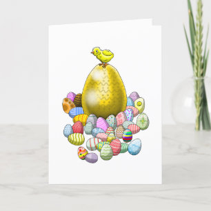 Das Osterküken und das goldene Ostereier Feiertagskarte