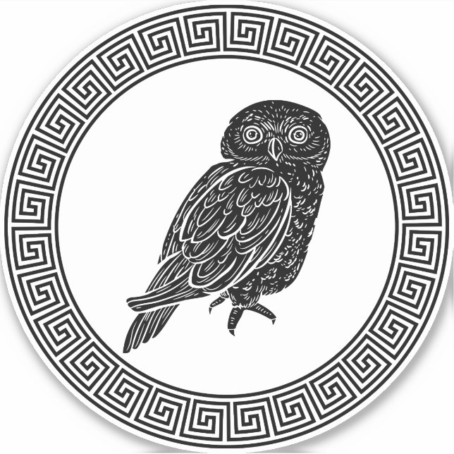 Das Owl des antiken griechischen Designs Athena Aufkleber (Vorderseite)