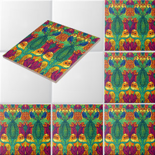 Das Owl Retro Art Nouveau Muster von Voysey Fliese