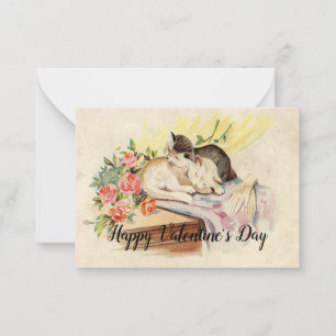 Das Paar Katze schläft den Valentinstag Mitteilungskarte