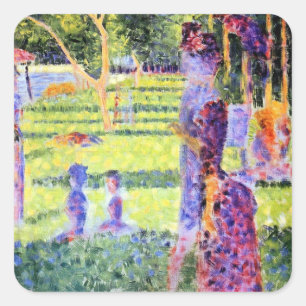 Das Paar von Georges Seurat, Vintage Pointillismus Quadratischer Aufkleber