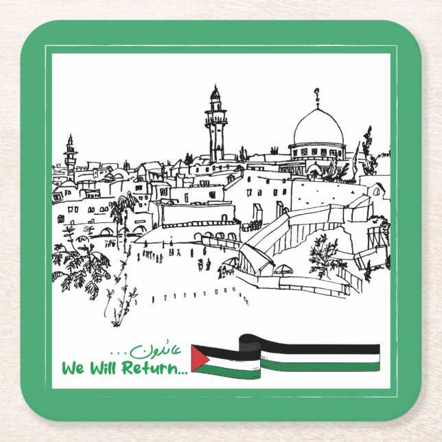 Das palästinensische Erbe und die Hoffnung: Wir we Rechteckiger Pappuntersetzer (Vorderseite)