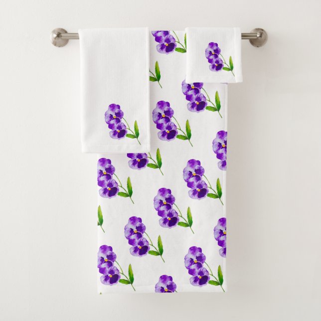 "Das Pansy-Party" auf einem Badetuch-Set (III) Badhandtuch Set (Insitu)