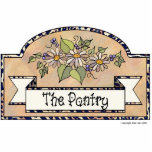 "Das pantry-" - dekorative Zeichen Fotoskulptur Ornament<br><div class="desc">Türzeichen " des Pantry". Beige Hintergrund mit Blumendekoration durch Jean Hall</div>