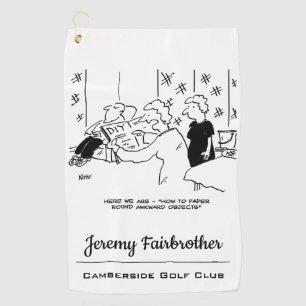 Das Papieren von rückwärts gerichteten Objekten. F Golfhandtuch