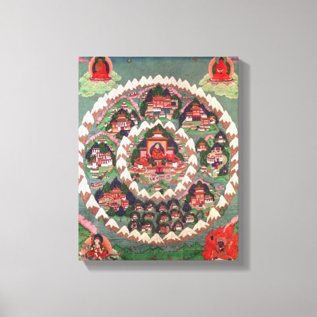 Das Paradies von Shambhala, tibetische Banner Leinwanddruck (Vorderseite)