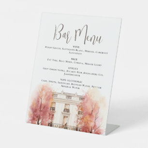 Das Parisienne Wedding Bar Menu Sockelschild
