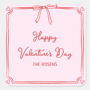 Das Party des benutzerdefinierten Valentinstag rot Quadratischer Aufkleber