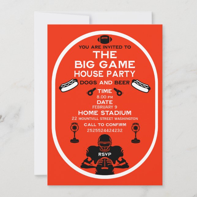 Das Party des Big Game Football House Save The Date (Vorderseite)