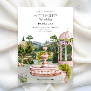 Das Party des eleganten Grüngartens mit Aquarellfa Einladung