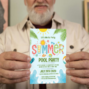 Das Party des Sommerbades ist grün und blau und lä Einladung