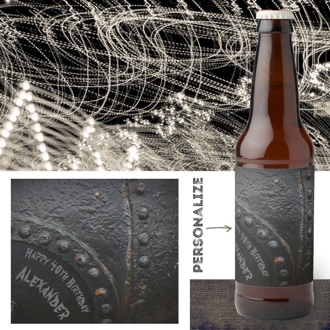Das Party eines Mannes mit schwarzem Industriestan Bierflaschenetikett (Von Creator hochgeladen)