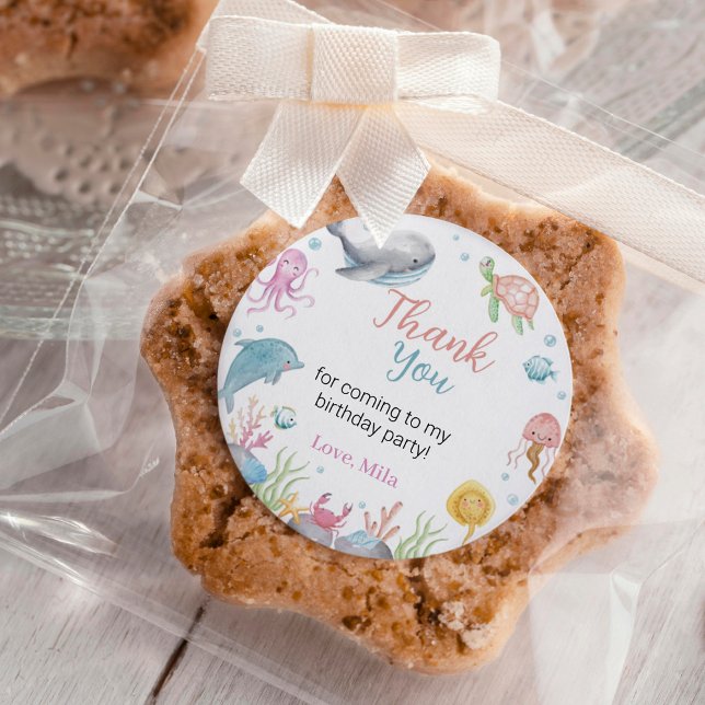 Das Party für das Etikett der "Sea Pastel Birthday Runder Aufkleber (Von Creator hochgeladen)