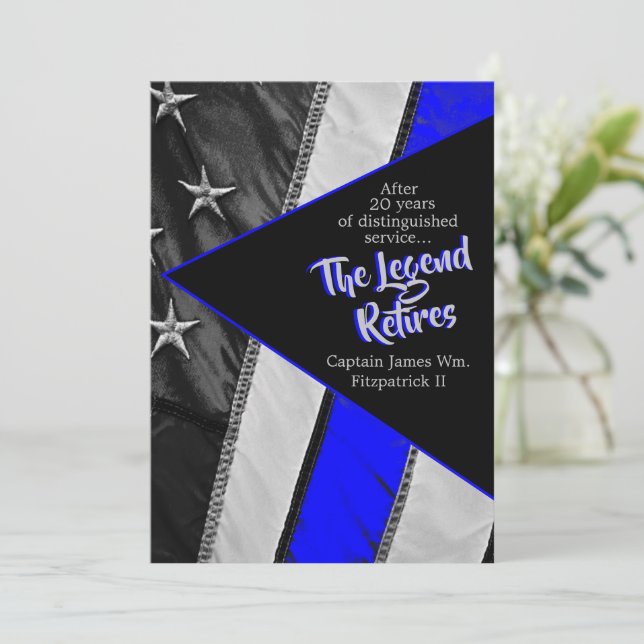 Das Party für das Polizeirezept der Legend Retires Einladung (Stehend Vorderseite)