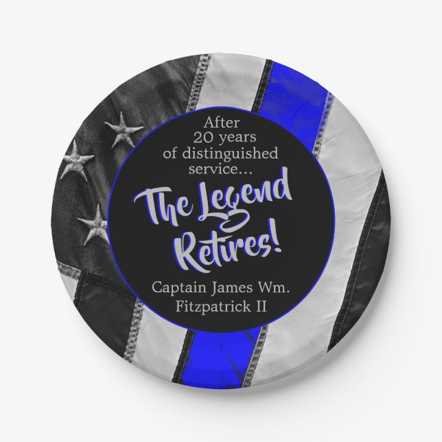 Das Party für das Polizeirezept der Legend Retires Pappteller (Vorderseite)