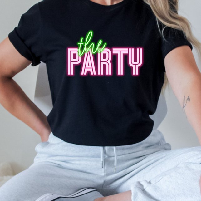 Das Party Neon Green & Pink Tropical Bach T-Shirt (Von Creator hochgeladen)