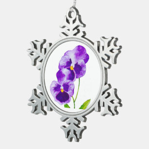 'Das Party Pansy' auf einem Zinnschmuck (III) Schneeflocken Zinn-Ornament