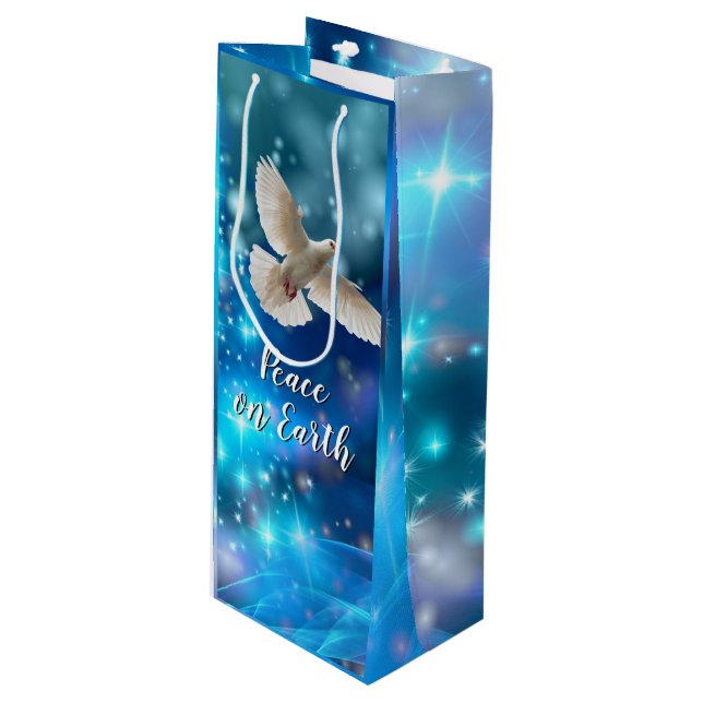 Das passende Blue Dove Peace Weihnachten Geschenktüte Für Weinflaschen (Vorderseite Schrägansicht)