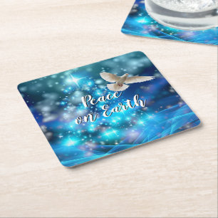 Das passende Blue Dove Peace Weihnachten Rechteckiger Pappuntersetzer
