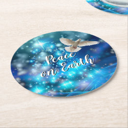 Das passende Blue Dove Peace Weihnachten Runder Pappuntersetzer