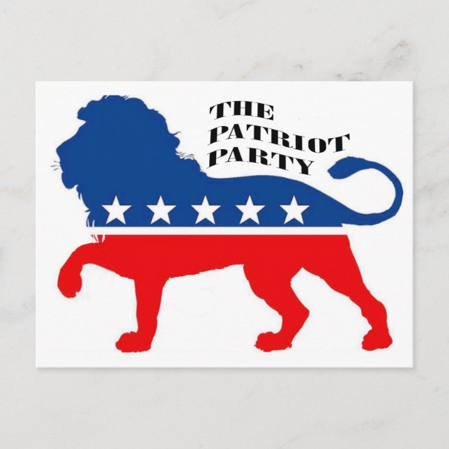 DAS PATRIOT PARTY LION US FLAGGE USA POSTKARTE (Vorderseite)