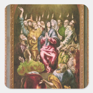 Das Pentecost, c.1604-14 Quadratischer Aufkleber