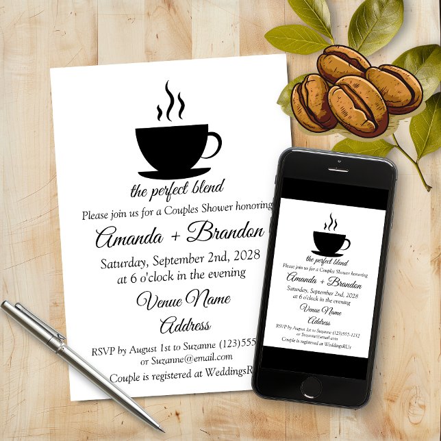 Das perfekte Brautparty für den Kaffee Einladung (The Perfect Blend Coffee Couples Bridal Shower Invitation
)