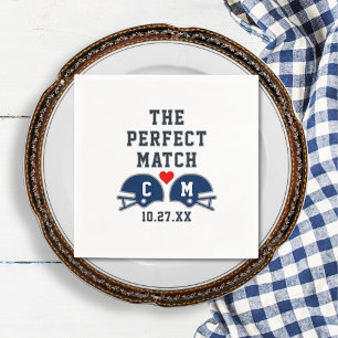 Das perfekte Match-Fußball-Hochzeitmonogramm Serviette