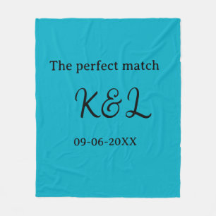 Das perfekte Match-Paar Name Buchstabe Datum blau  Fleecedecke