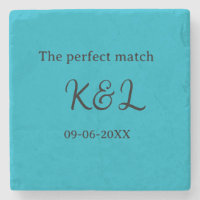 Das perfekte Match-Paar Name Buchstabe Datum blau 